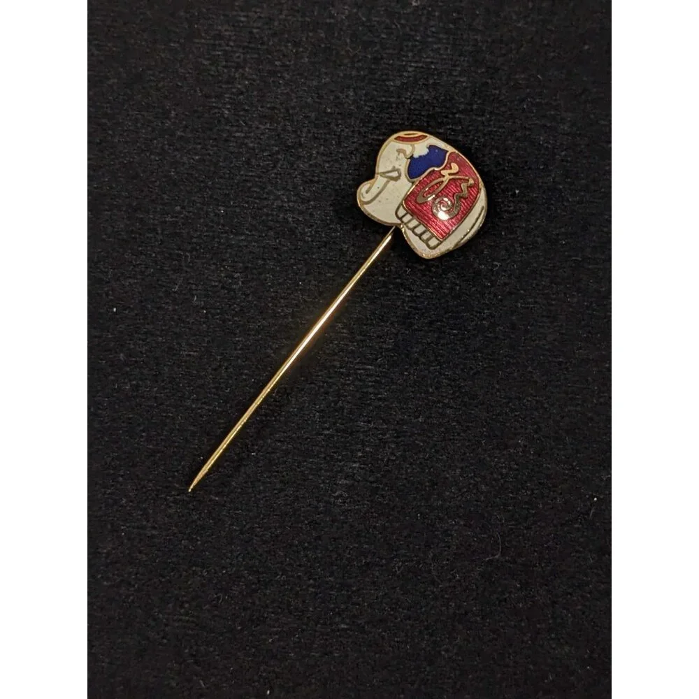 Vintage Cloisonne Elephant Red Blue Stick Pin‎ Gold Tone